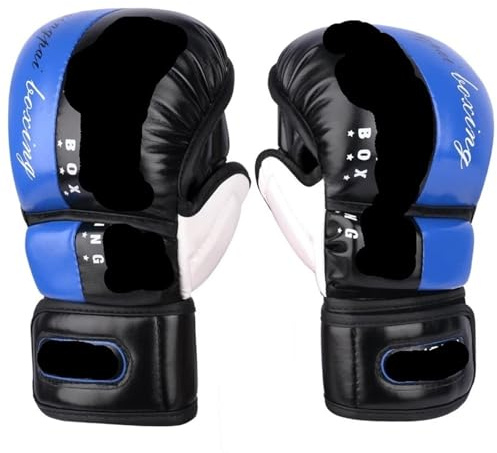 Boxhandschuhe Professionelle Halbfinger-Boxhandschuhe, verdickte Sanda-Free-Fighting-Mixed-Martial-Arts-Trainingshandschuhe(Black Blue,M)