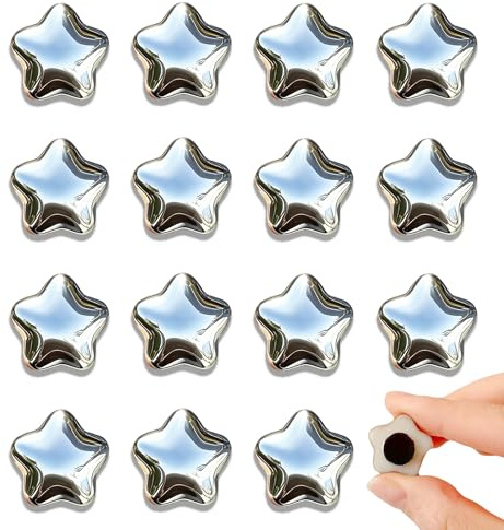 Tandarui Fridge Magnets,15Pcs Silver Star Magnets Refrigerator Decorative