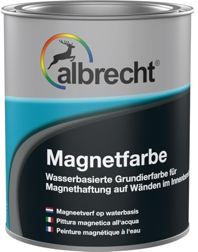 Albrecht Magnetfarbe Dunkelgrau 750 ml | Wasserbasierte magnetische Grundierfarbe | Eisenhaltig & überstreichbar | Geeignet für Kinderzimmer, Büro, Küche | Lösemittel- & weichmacherfrei