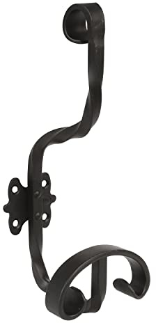 Amig - Colgador de Pared Decorativo Mod.102-210 x 80 x 90 mm - Perfecto para Colgar Abrigos, Ropa y Accesorios - Tipo Gancho - Estilo Forja - De Acero Acabado en Negro