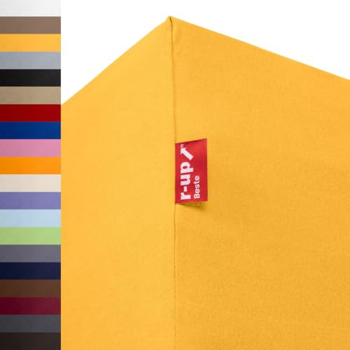 r-up Beste Spannbettlaken Doppelpack 90x200-100x220 bis 35cm Höhe viele Farben 95% Baumwolle / 5% Elastan 230g/m² Oeko-TEX stressfrei auch für hohe Matratzen (Sonnengelb)