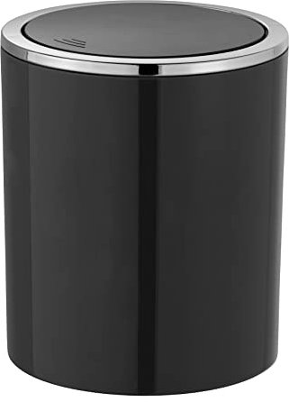 WENKO Portarifiuti con coperchio basculante Inca nero 2 ltr. - Contenitore portarifiuti con coperchio basculante Capacità: 2 l, ABS, 14 x 16.8 x 14 cm, Nero