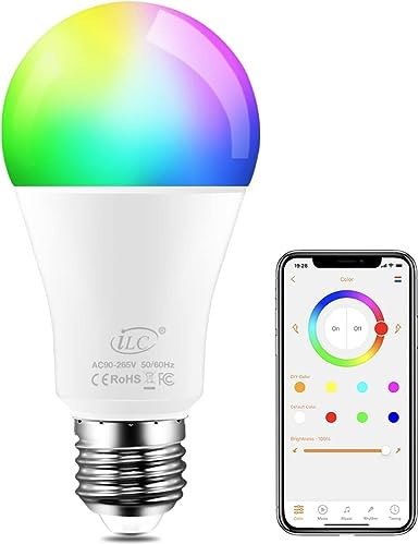 iLC Colour Changing LED Light Bulb E27 RGBW Controlled by APP, Sync to Music, Dimmable Multi-Color 60 Watt Equivalent