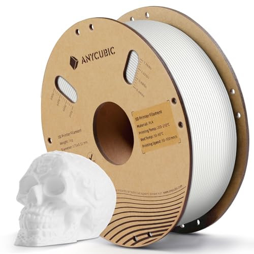 ANYCUBIC 1.75 mm PLA 3D-Druckerfilament, 3D Drucker PLA Filament 1kg 3D Filament, Filament 3d Druckmaterialien, Intelligente Identifikation, PLA Weiß
