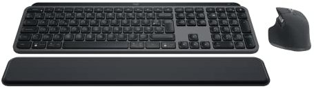 Logitech MX Keys S Combo: MX Master 3S, MX Keys S & MX Palm Rest - Grafite, Layout Francese AZERTY