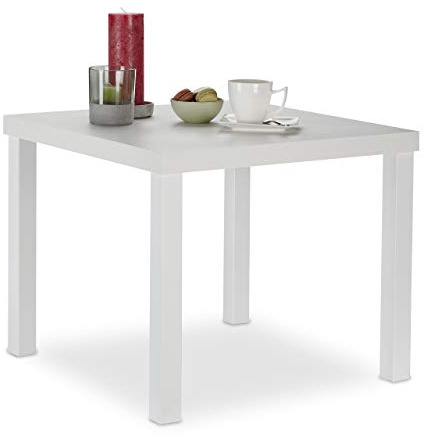 Relaxdays Beistelltisch weiß, Couchtisch quadratisch, HBT: 45 x 55 x 55 cm