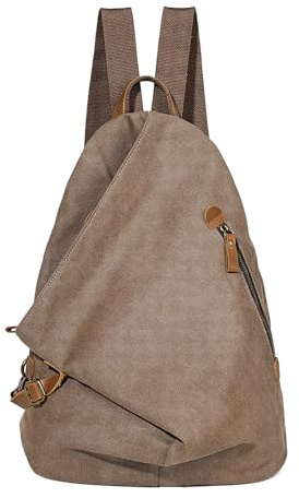 Retro Segeltuch Rucksack Canvas Vintage Rucksäcke Echtleder Daypack Reisetasche Schulterrucksack für Herren Damen（Brown）