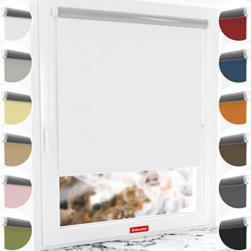 Schuette® Verdunkelungsrollo ohne Bohren/mit Bohren 2in1 ● Thermo Rollo Kollektion: Snowflake (Weiß) ● 90 x 230 cm (Breite x Höhe) ● Suprafix Klemmrollo = Klemmfix 2.0 ● 60s Montage mit Video