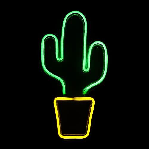 LED Kaktus Leuchtschild mit USB Anschluss für Party und Zuhause | Weiß, As und Pvc, Hohe Helligkeit, Längere Lebensdauer, Dekorative Leuchte für Kinderzimmer und Wohnzimmer