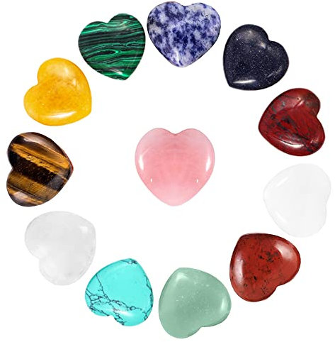 Tucireat Herzsteine 12 Stück Stein Herz Rosequarz Herzen Rosenquarz Herz Herzanhänger Herzhänger Glücksbringer Klein Herz aus Stein Kristallsteine Herz Steinherz für DIY Kunsthandwerk 20x20x6mm