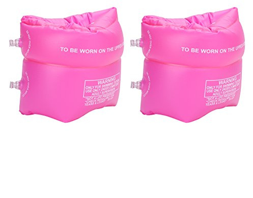 2Pcs Inflatable Swimming Armbands Safety Swim Arm Floats Arm Bands Floater Roll Up Sleeves Swimming Rings Tube Armlets Swimming Pool Floats Water Wings Swimming Training Aids for Kids Adults