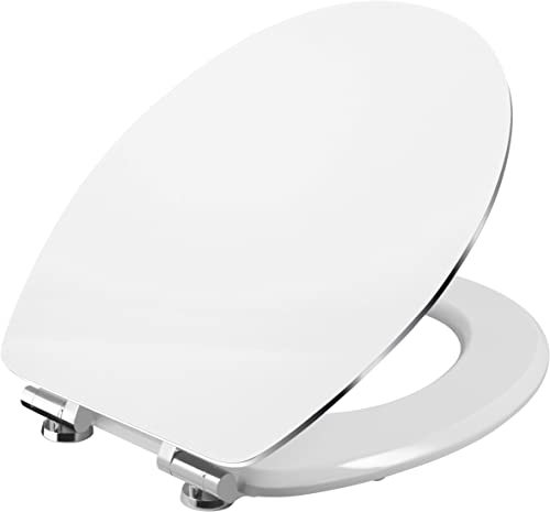 Cornat KSWSSC00 Prime White Steel - Asiento de inodoro con tapa (núcleo de madera, descenso automático y fijación rápida), color blanco