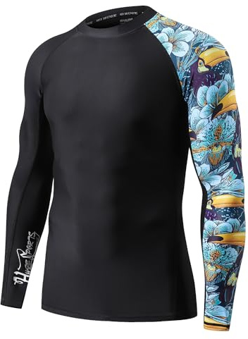 HUGE SPORTS Schwimmshirt Badeshirt Rashguard-Shirts Herren Langarm UPF 50+ | UV Sonnenschutz Elastisches Gewebe Atmungsaktiv Schnelltrocknend Leicht für Schwimmen Surfen Wassersport Radfahren Wandern