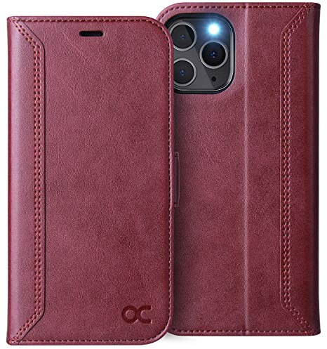 OCASE Coque iPhone 14 Pro Max Rétro, Etui Portefeuille iPhone 14 Pro Max [RFID Blocage] [Béquille] [Fentes pour Cartes] Antichoc TPU Housse Cuir PU pour iPhone 14 Pro Max 6,1 (Série Rétro, Vin Rouge)