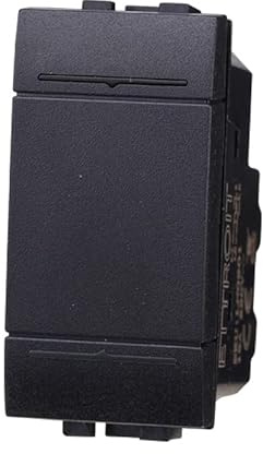 Interrupteur unipolaire 1P 1M 16A, compatible avec Bticino Living Light, 1 place module (1 pièce, noir)