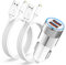 Zigarettenanzünder USB Auto Adapter,2.4A Auto Ladegerät mit 2X iPhone Ladekabel [Apple MFi Zertifiziert],Kfz Ladegerät Ladeadapter USB Zigarettenanzünder Stecker für iPhone 14 13 12 11 Pro Max/X/8/7/6