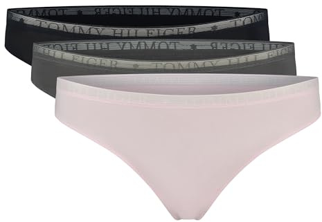 Tommy Hilfiger dam 3-pack stringtrosor spets tangas, Rosa (Pearly Pink/Dark Ash/Sky), XS
