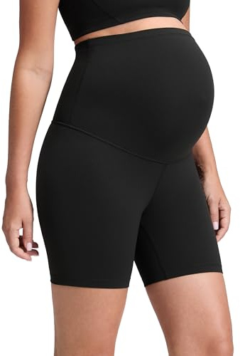 CRZ YOGA Butterluxe Maternity Biker Shorts 6 - Over The Belly Pregnancy Yoga Workout Womens Activewear Buttery Soft Black Large