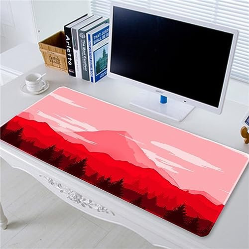 Gaming Mauspad Rosa Rot Dschungel, XXL Gaming Mauspads 39,4x19,7x0,12 Zoll Verlängertes Großes Mauspad Schreibtischauflage, rutschfeste Gummibasis Einfach Zu Reinigen für Gamer/Desktop/Büro/Zuhause