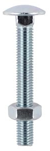 M6 M8 M10 M12 Cup Square Carriage Bolts Coach Screw WITH Hex Full Nut 20-260mm (Pack of 5,10, 20, 50,100) (10, M8x120)