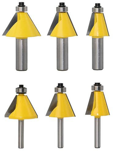 1/2 1/4Schaft Kantenfräser, 15/22,5/30 Grad bündiger Fasenfräser, bündiger Fräser für Holzbearbeitung, Graviermaschine, Zusammensetzungsmaterialien, Sperrholz, Hartholz, Weichholz
