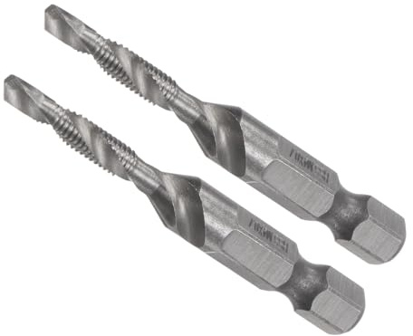 CoCud Foret et Taraud Combinés, Taille de Filetage M4 x 0,7, Queue Hexagonale de 1/4, Acier Rapide Non Revêtu 4341 - (pour Aluminium, Acier Inoxydable, Plastique), 2 Pièces