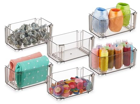 Relaxdays Schubladen Ordnungssystem, 6-TLG., Organizer Unterwäsche, Socken, Make-up, zusammensteckbar, Kunststoff, braun | Socken, Make-up, zusammensteckbar, Kunststoff