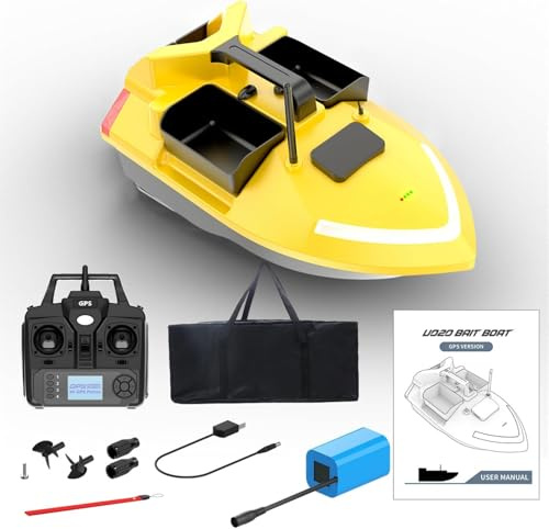 DYJD Angeln Köder Boot RC Boot 500m Entfernung GPS Positionierung Automatische Kreuzfahrt Fernbedienung Angeln Köder Boot Köder Boot für Karpfen Angeln (12000 MAH)