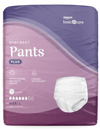 Amazon Basic Care Slip Assorbenti Donna L Plus- 40 pezzi (4 confezioni da 10), Bianco
