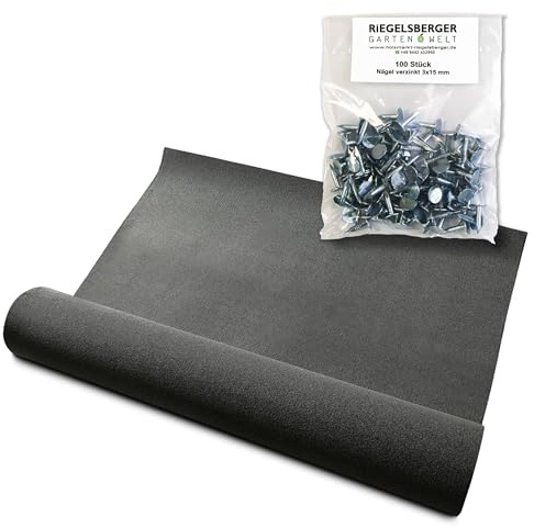 Gartenpirat Bitumen Dachpappe V13 schwarz 1 Rolle 10 m² Bitumenbahn zur Dacheindeckung Dachbahn inkl. 100 Stück Dachpappnägel verzinkt 3x15 mm
