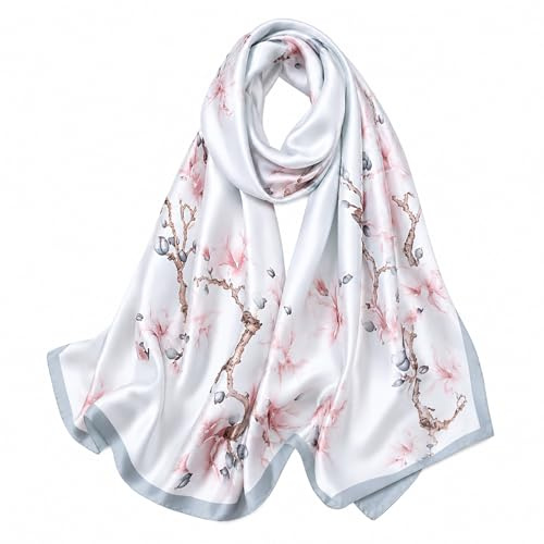 FAIRYGATE Damen Schal Seidentuch Stola Klassisch Tücher Halstuch Seide Sommer Schals Formelle Anlässe Tuch Umschlagtuch Leicht 180x90cm Seidenschal Geschenk für Sie Frau 43026