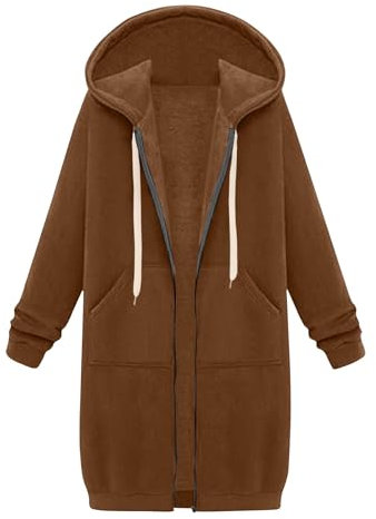 Oversize Pullover Damen Winter Sweatjacke Damen Sweatshirt Ohne Kapuze Übergangsjacke Übergangs Hoodie Trachtenjacke Oversize Hoodie Damen Softshelljacke Hoodie Teenager Mädchen（1-Coffee，XL）