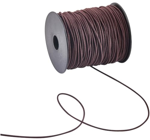 SUNNYCLUE 1 rulle 109 m/100 m smycken pärlsnöre polyester elastiskt snöre 1,5 mm kokosbrun pärlsömnad snören med spole, töjbar smycketråd för armband, halsband, smyckestillverkning, hantverk