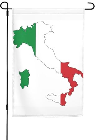 Bandera italiana con impresión de mapa, bandera de jardín, 20 x 45 cm, doble cara, para exteriores, jardín, invierno, decoración exterior