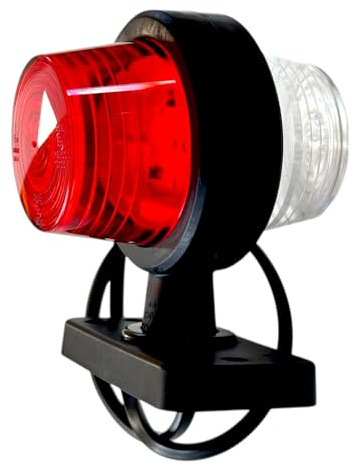 MelTruck LED Begrenzungsleuchte weiß rot Hängeleuchte Retro für LKW PKW Anhänger Wohnwagen (1. Kurzer Arm)