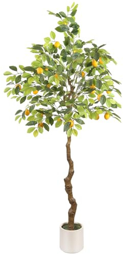 Artificial Lemon Tree, 5 feet Indoor Fake Plants, Comes with 21 Simulated Lemon Fruits, Adjustable Branches, for Home Living Room Decorations and Office Decorations