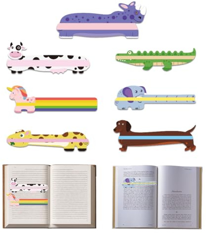 ZILZUFA 7 Règle de Lecture pour Enfants, Bandes de Lecture Guidée et Marque-Page pour Dyslexie, Ligne de Lecture Colorée Animal, Outils Pédagogiques pour Professeurs, Élèves et Débutants