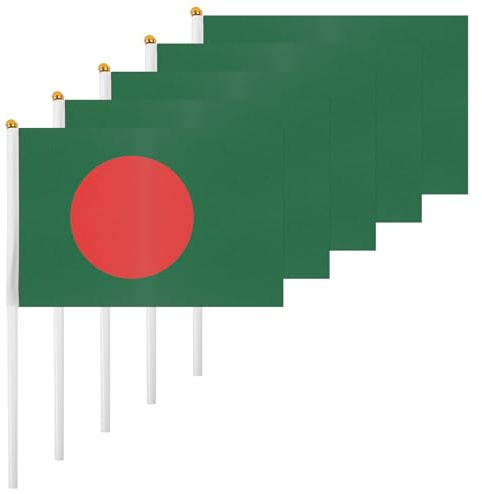 ASUNO Lot de 20 drapeaux du Bangladesh - Petites bannières à main - 14 × 21 cm - Mini drapeau bangladais en polyester pour décorations de fête, Coupe du monde de festival international, événements