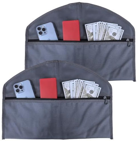 BEISUOSI Stash-it Kleiderschrank-Umleitungssafe mit versteckter Tasche, passt unter hängende Kleidung, mit Tasche zum Verstecken von Wertsachen für Zuhause oder Reisen (2, grau)