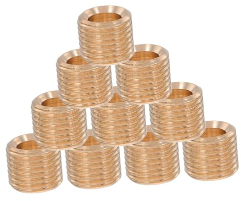 DIYEAH 10pcs Sturdy Brass Nipples Full Thread Hollow Pipe Connectors for Industrial Lamp Fittings Wall Table Lamp Hardware