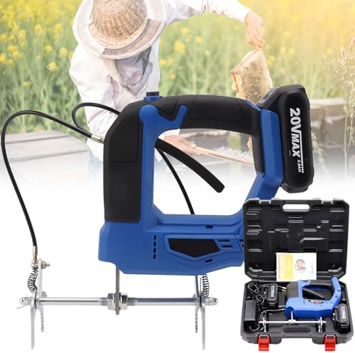 DRFGHK Apiculteur Électrique, Agitateur à Miel sans Fil, de Cadres Ruche Portable avec 2 Batteries, 4 Vitesses Réglables, pour Ruches, L'outil Le Plus Efficace L'apiculteur,Blue-220V