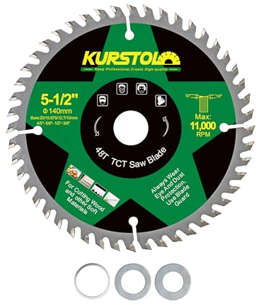 KURSTOL Kreissägeblatt 140 x 20 x 12.7mm - 48 Zähne Sägeblatt für Holz, Kunststoff, Sperrholz, Spanplatten, Mehrschichtplatten