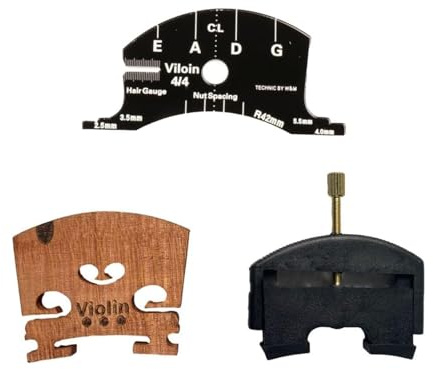 Set di 3 ponti per violino, include sollevatori a 4/4 corde + ponte 4/4 + strumento per creare modelli (stile A)