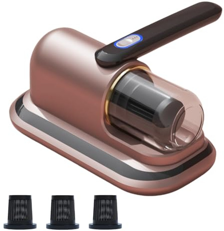 Azarton nooroadeepvac Kabelloser Milbenstaubsauger – Leistungsstarker 12V Handstaubsauger mit 8000Pa Saugkraft, UV-C Licht & Ultraschall für Matratzen, Sofa, Kissen und Teppiche (Golden)