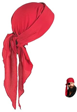WANTUSHUI Piratenhut Damen Pirat Pirate Piraten Piratenkostüm Damen Jack Sparrow Kostüm Pirate Accessories Piratentuch Piratenkopftuch (Leuchtendes Rot)