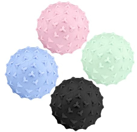 HIAKDOFT 4 Stück Teiliges Faszien massageball Noppen Leichter Faszienball zur Muskelentspannung und Schmerzlinderung für Rücken Nacken und Fuß Tragbar für Zuhause und Büro