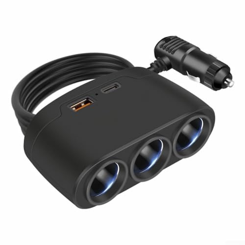 Adattatore USB per caricabatterie da auto multi presa da 12-24 V, splitter a 3 vie, per auto, camion, SUV, supporta la ricarica di più dispositivi con caratteristiche di sicurezza protettive