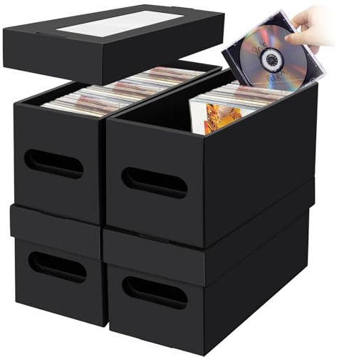 AOBOPLE 4 Stück CD Aufbewahrungsbox,CD Aufbewahrungsbehälter Insgesamt für 120 CDs in vollen Juwelenhüllen, 180 CDs in schlanken Hüllen und 660 CDs in CD-Hüllen