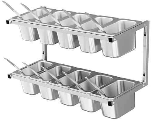 Pizza Topping Station - Wall Mounted 2-Tier Stainless Steel Grill Table Cart for Efficient Kitchen Organization