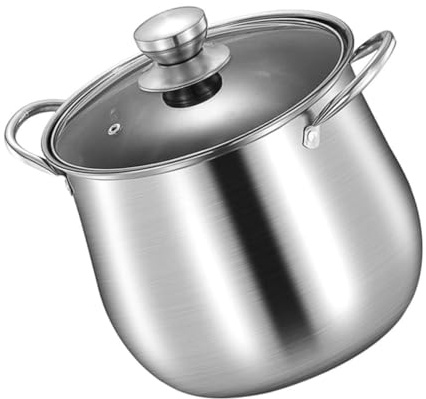 iplusmile Olla Perol Anti-desbordamiento de Acero Inoxidable de Cocina con Doble Asa y Tapa Adecuado para Sopas y Caldos Cocina Diaria